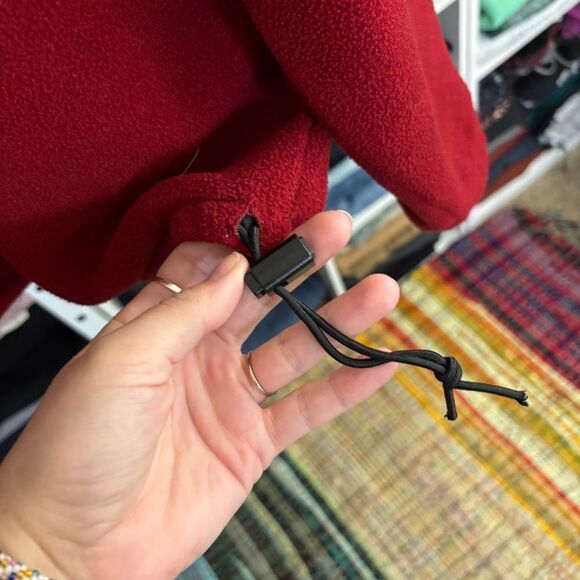 J. Crew Zip-Up Sweater fleece pullover 1/4 zip mens small Burgundy red cabincore - Picture 5 of 6